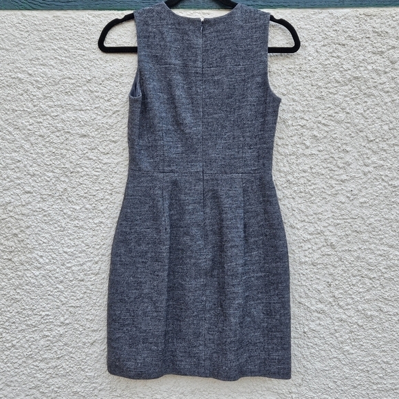 J. Crew gray wool blend herringbone sheath dress with grosgrain ribbon detail 2P - Picture 2 of 7